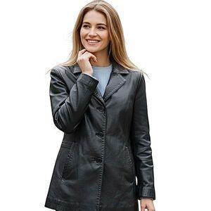 VTG NYC New York Cargo black leather jacket size Large.